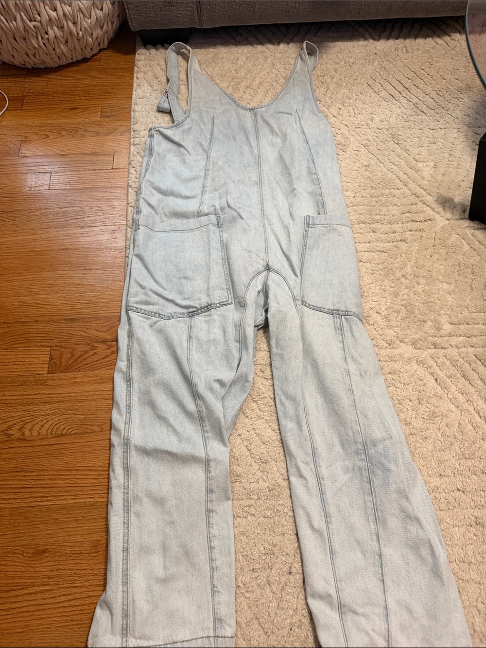Light Wash Free People Denim Overalls Jumpsuit